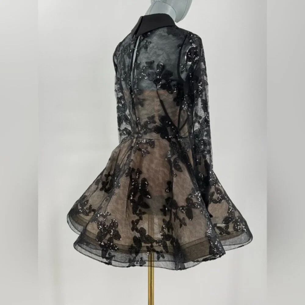 🆕 BRONX & BANCO 🧿 NWOT Maraya Jasmine Black Sequin Lace Mini Dress, Sz XS US 2 - Picture 6 of 15